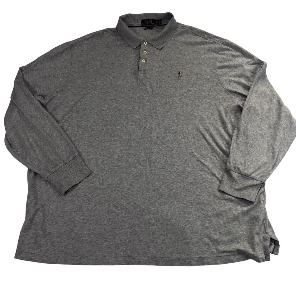 Polo Ralph Lauren Shirt Men Size XXL Gray Long Sleeve Soft Knit Classic Fit Pony